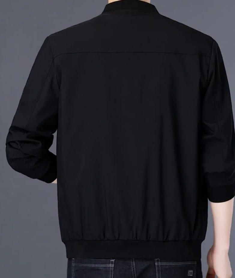 Men's Plain Fleece Jacket - 1 Pc | Black Collared Style