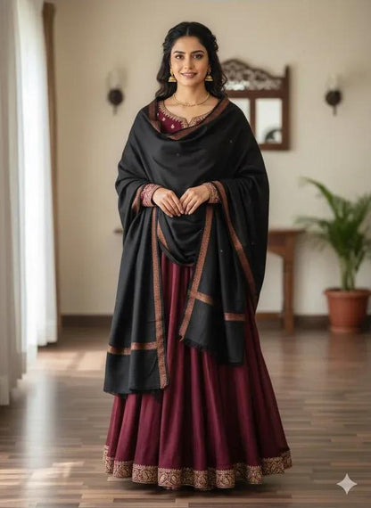 Women’s Premium Pashmina Wool Plain Shawl