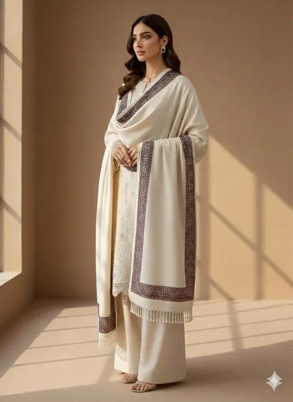 Women’s Premium Pashmina Wool Plain Shawl