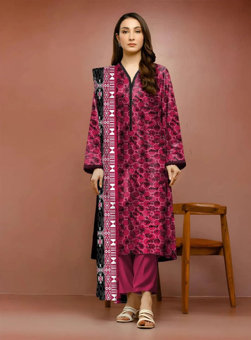 3 Pcs Women's Unstitched Printed Suit