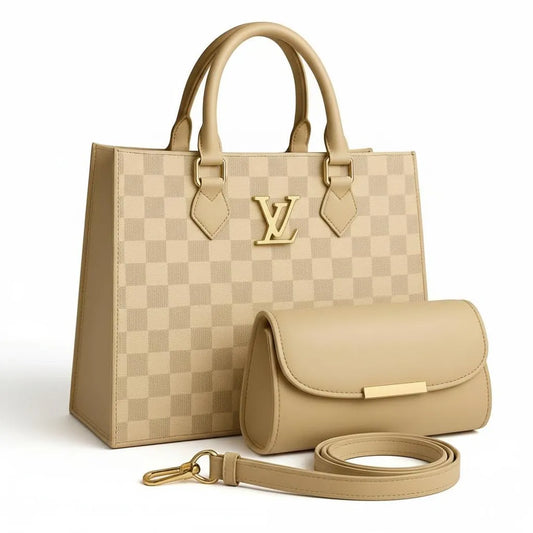 LV Best Quality 2-Piece Women's PU Leather Textured Hand Bag Set